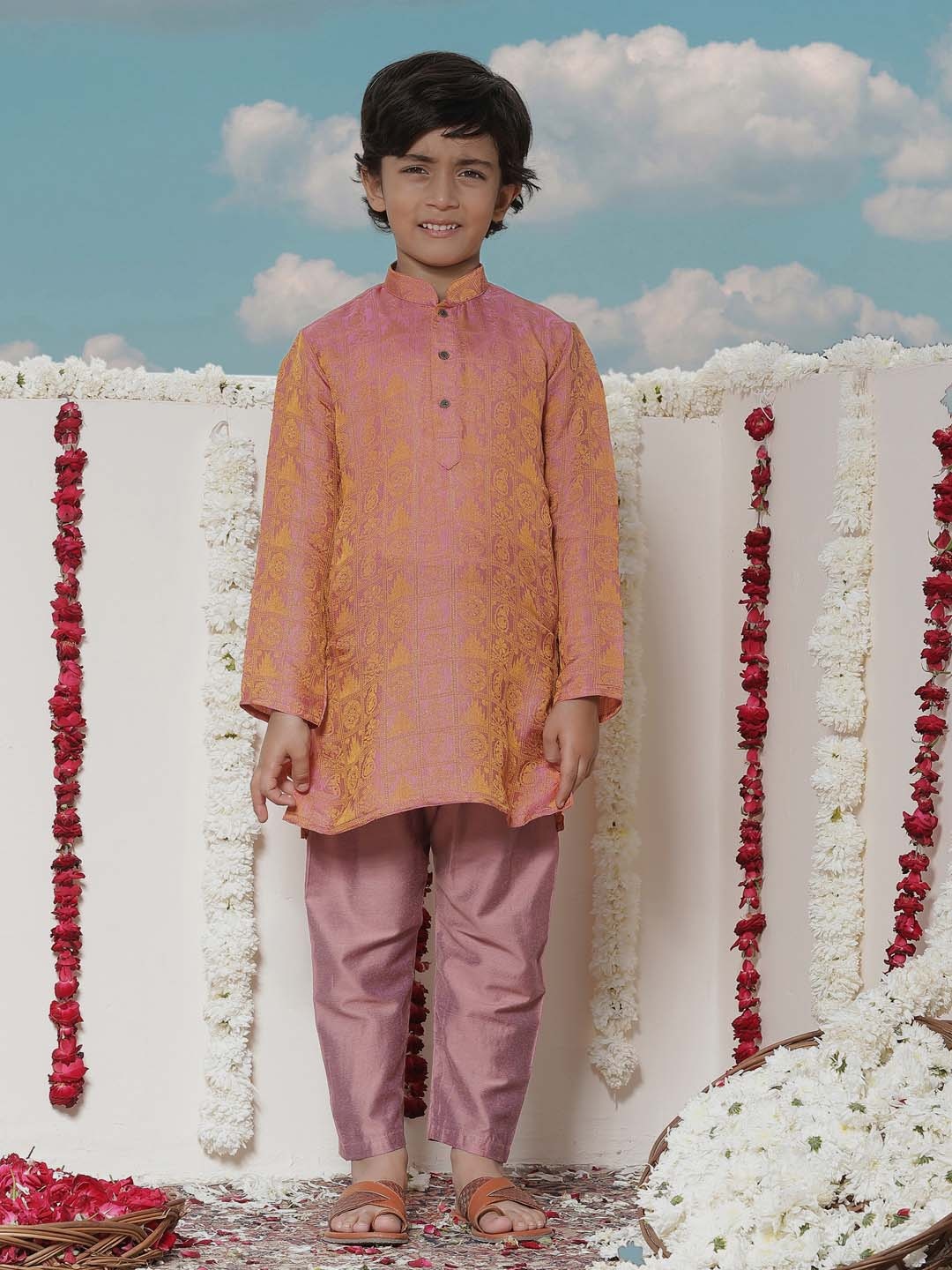 

JBN Creation Boys Paisley Regular Kurta with Pyjamas, Pink