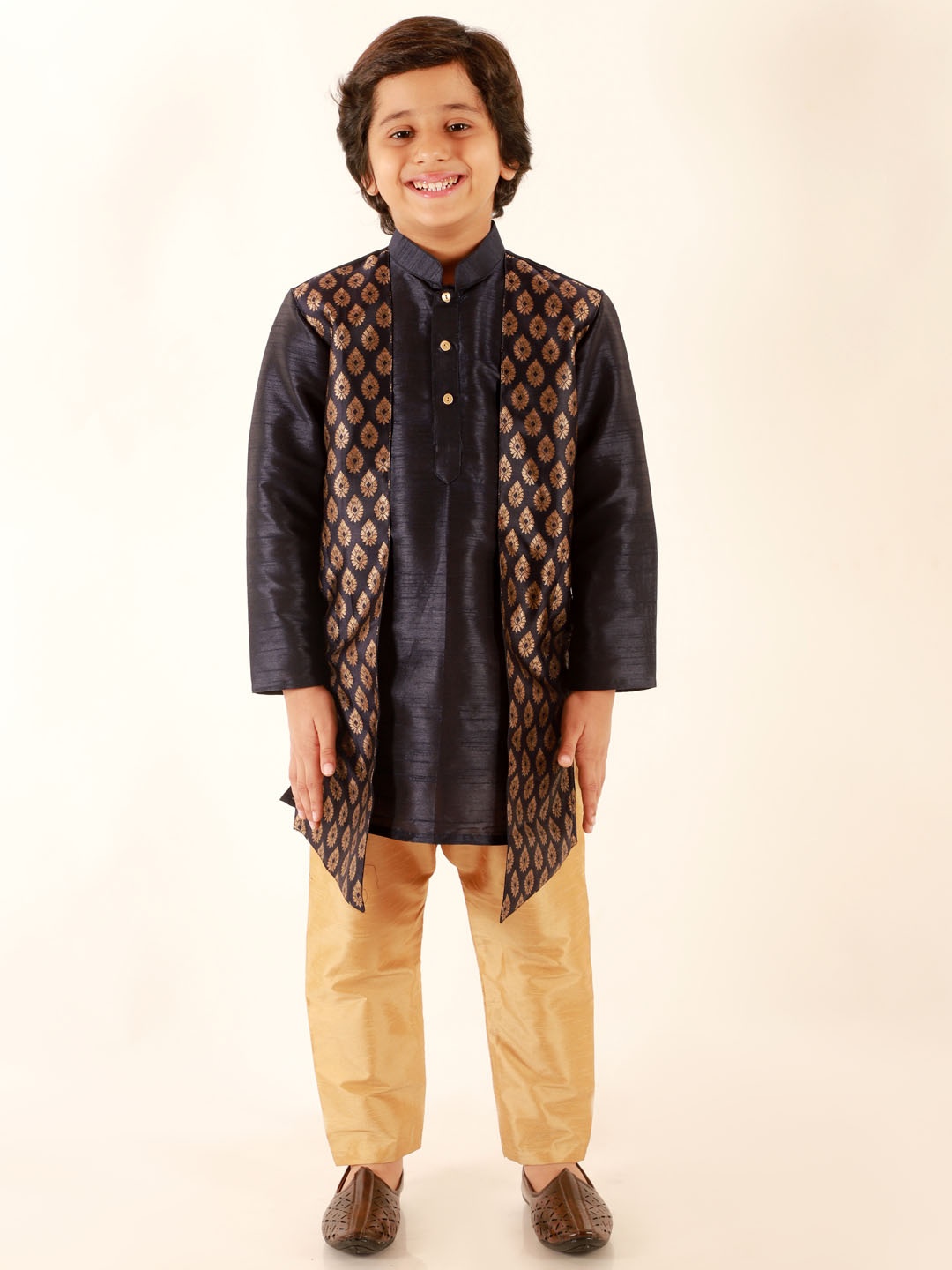 

JBN Creation Boys Layered Kurta with Pyjamas, Navy blue