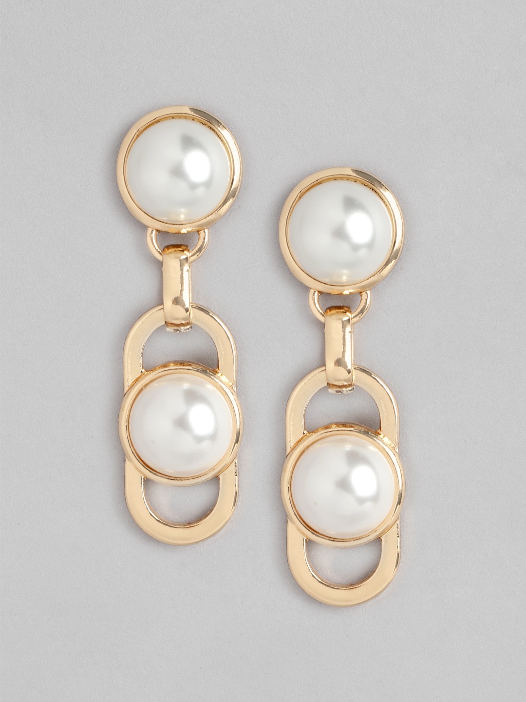 

Forever New Signature Blair Link Gold-Plated Pearl Contemporary Drop Earrings