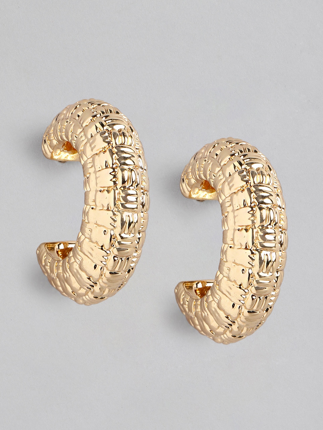 Forever New Tanya Texture Gold-Plated Circular Half Hoop Earrings