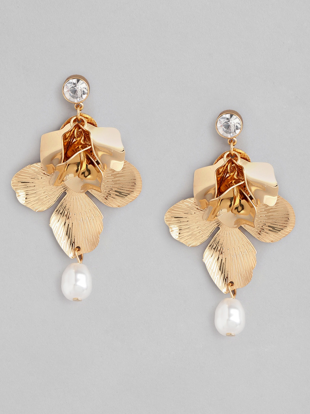 

Forever New Mandie Metal Gold-Plated Floral Pearl Drop Earrings