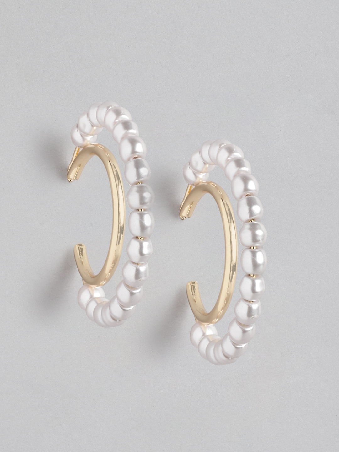 

Forever New Signature Gaia Pearl Gold-Plated Circular Half Hoop Earrings