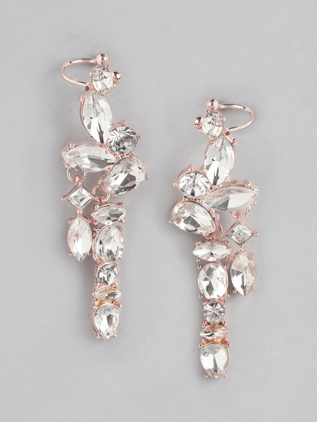 

Forever New Signature Llana Stone Cluster Rose Gold-Plated Contemporary Drop Earrings