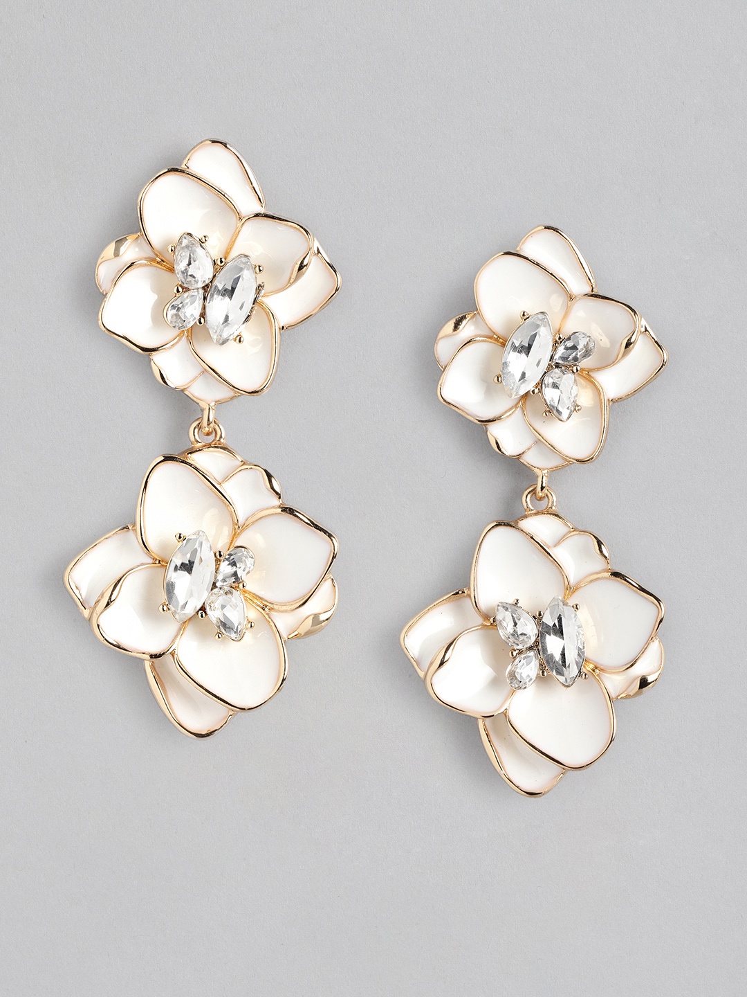 

Forever New Signature Capri Statement Gold-Plated Floral Drop Earrings, White