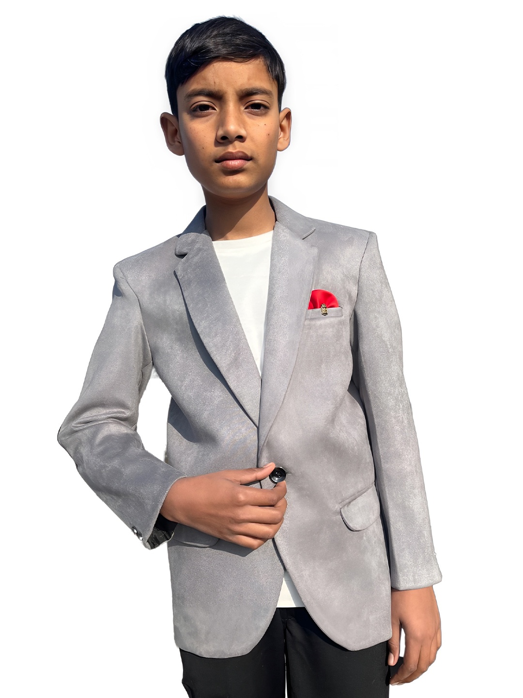 

BAESD Boys Notched Lapel Collar Single-Breasted Blazers, Grey