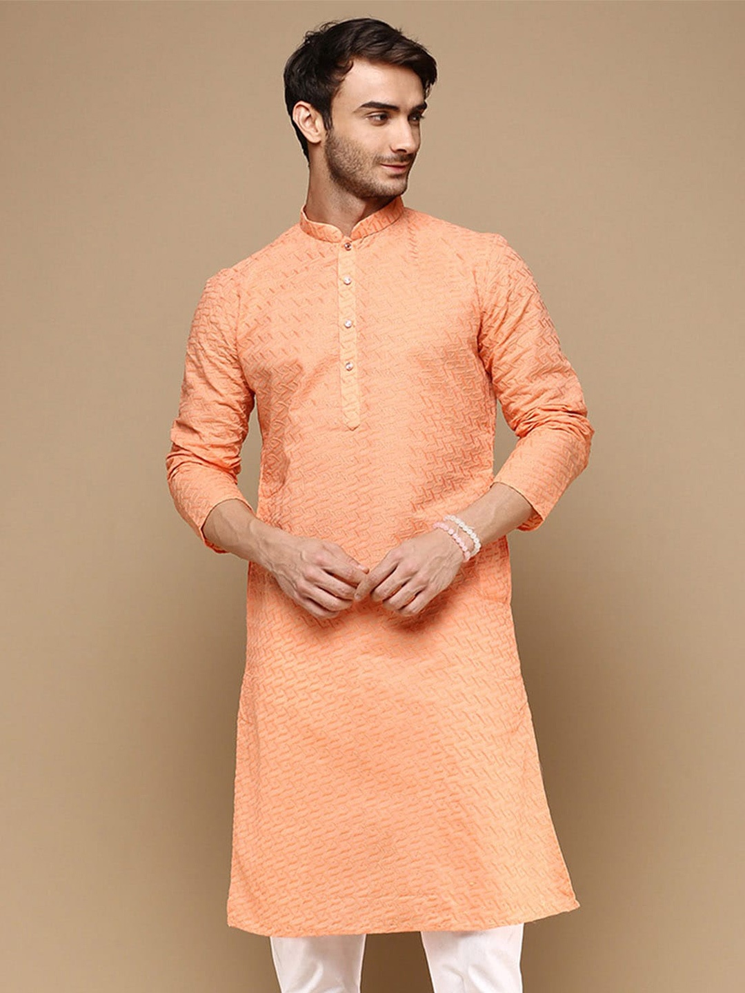 

Sanwara Ethnic Motifs Embroidered Kurta, Orange