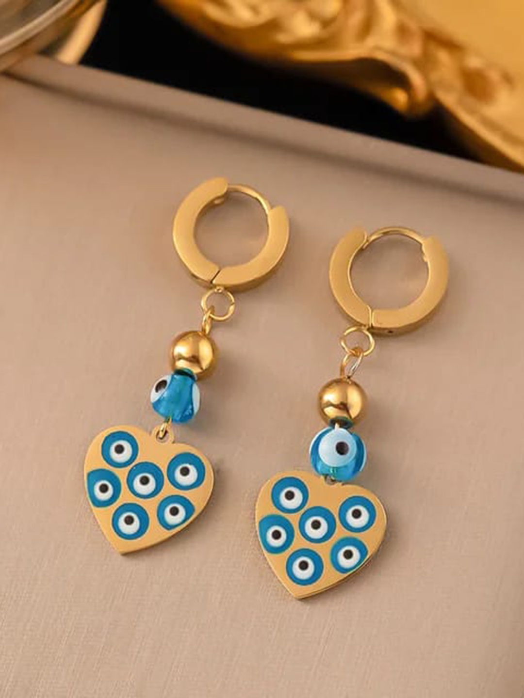 

KRYSTALZ Gold-Plated Heart Shaped Drop Earrings