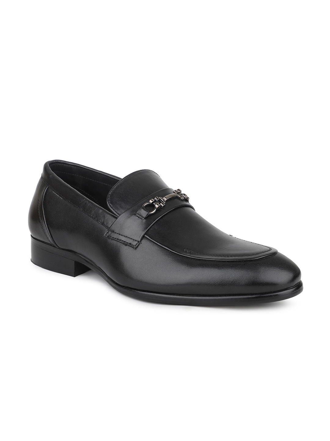 

ATESBER by Inc.5 Men Embellished Leather Formal Loafers, Black