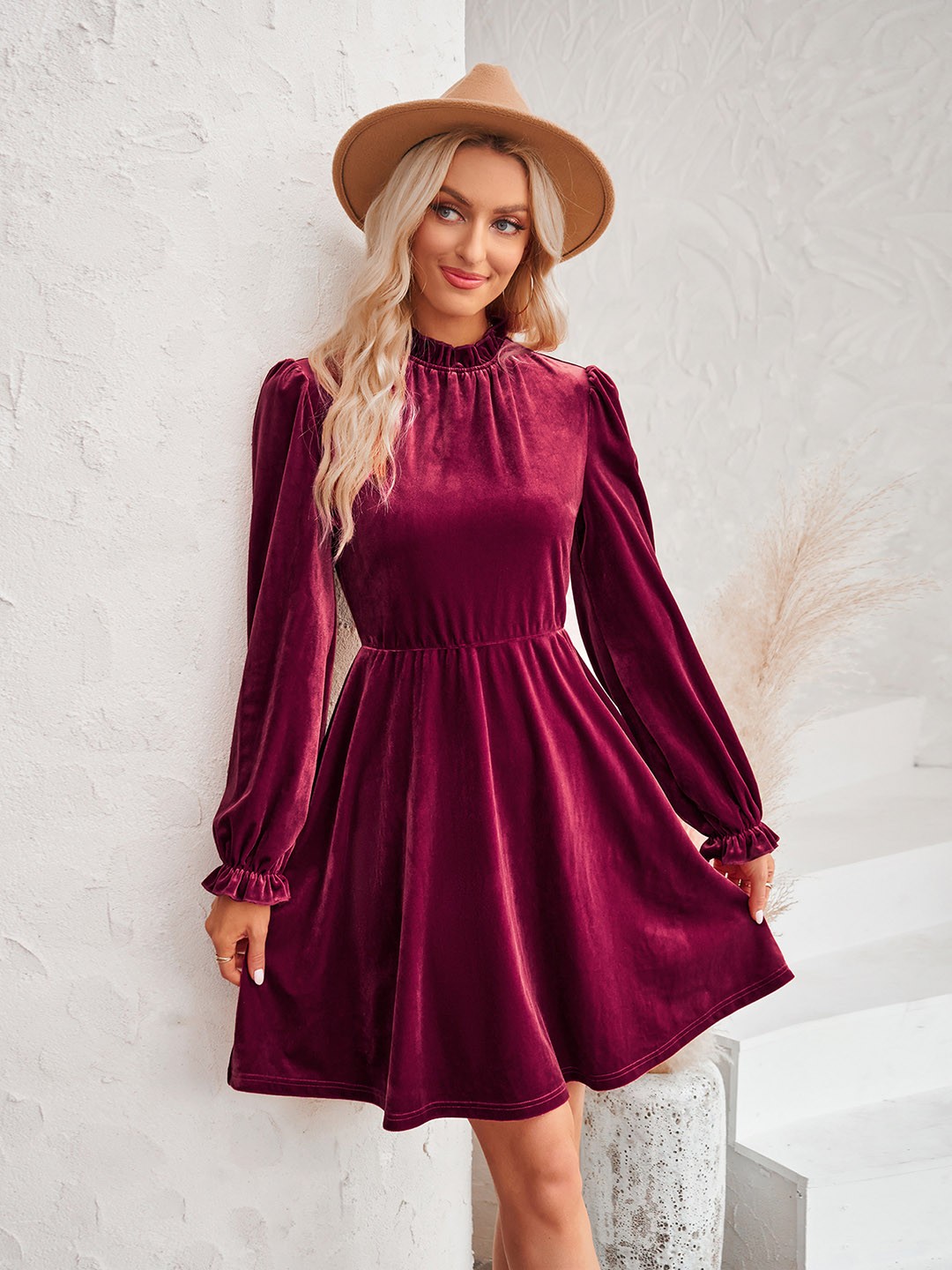 

StyleCast Magenta Tie-Up Neck Fit & Flare Dress