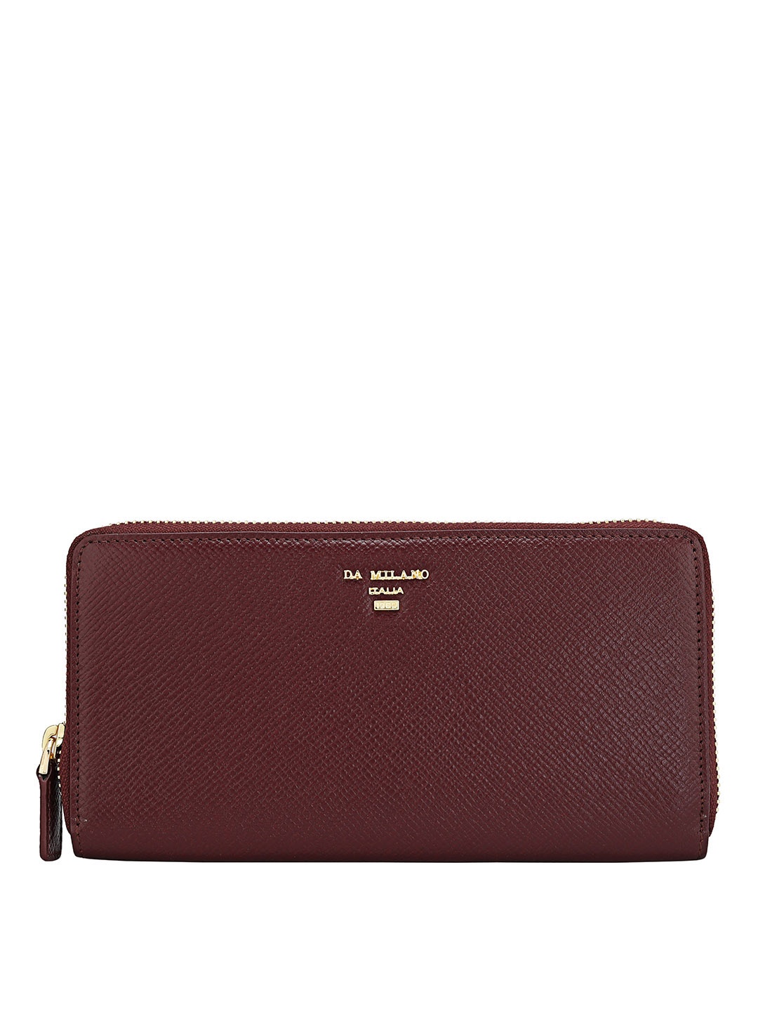 

Da Milano Women Textured Leather Zip Around Wallet, Burgundy
