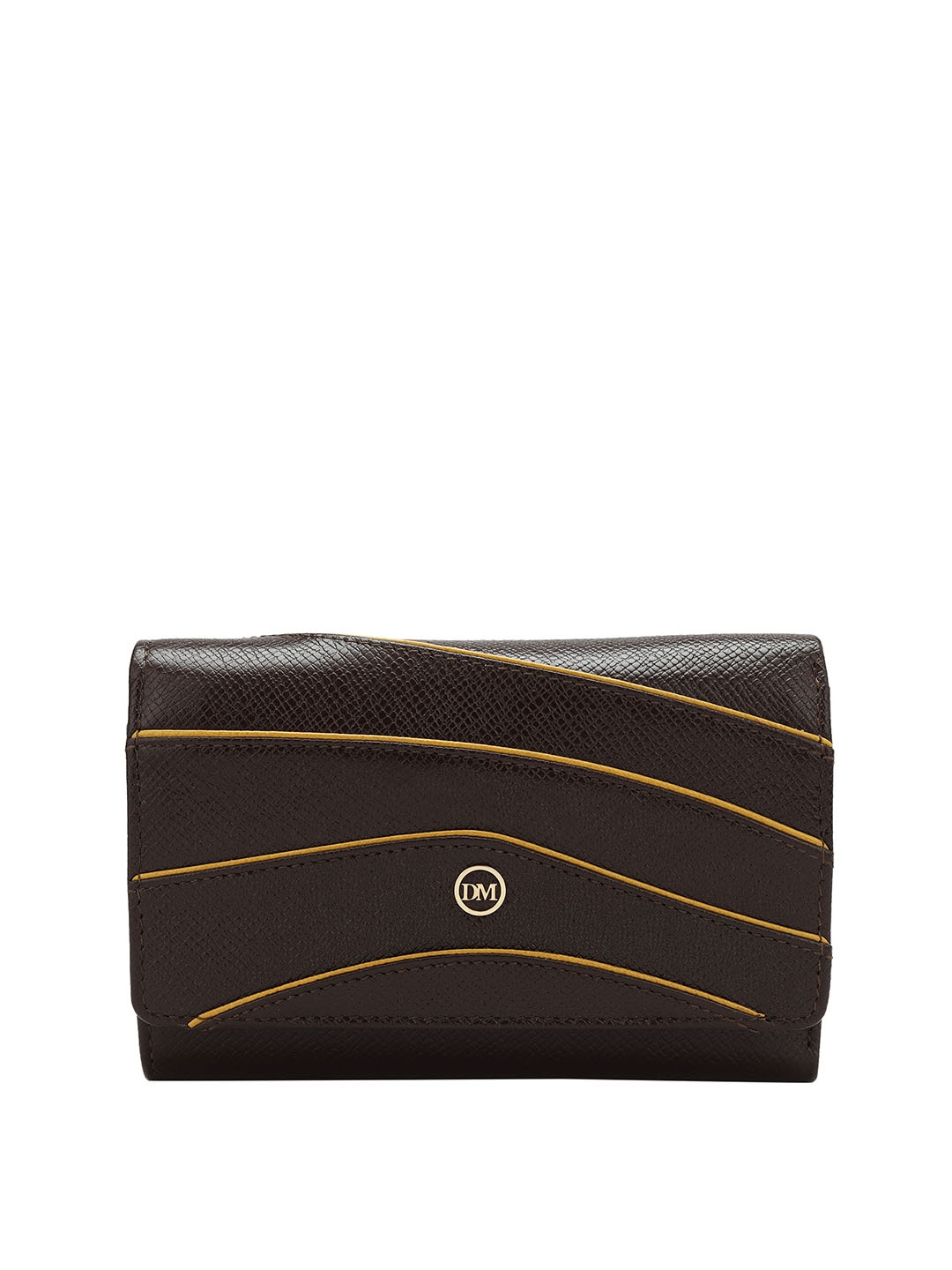

Da Milano Women Textured Leather Three Fold Wallet, Brown