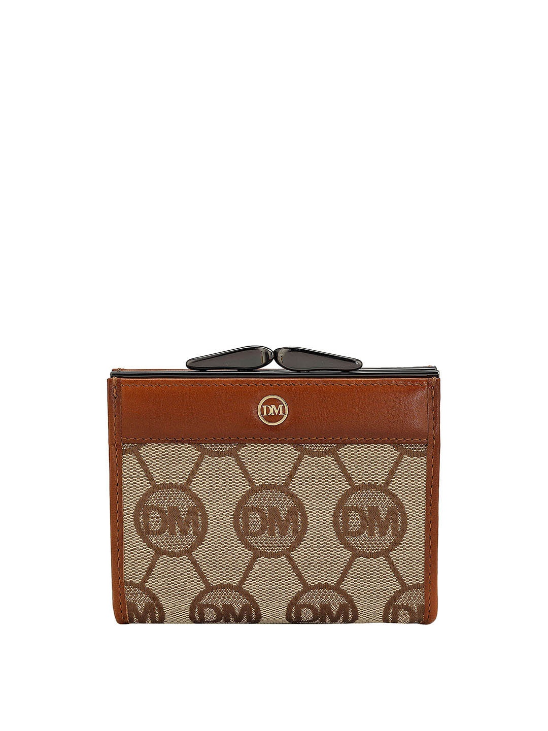 

Da Milano Women Typography Printed Leather Money Clip, Beige