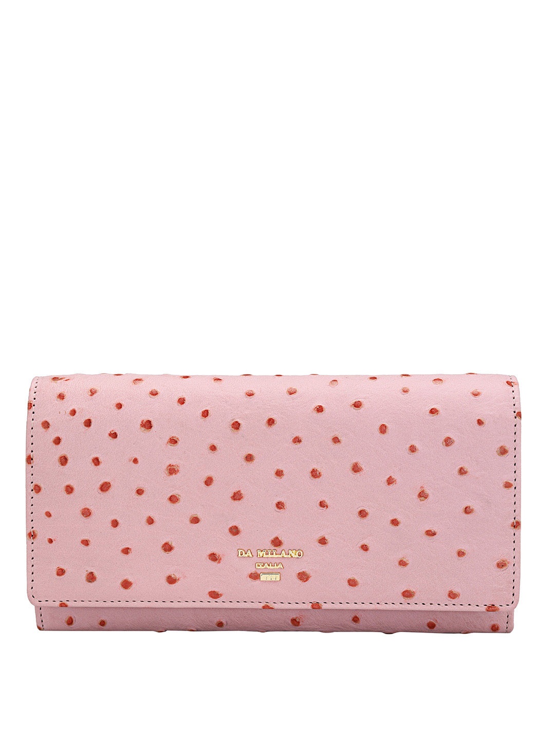 

Da Milano Women Printed Leather Two Fold Wallet, Pink