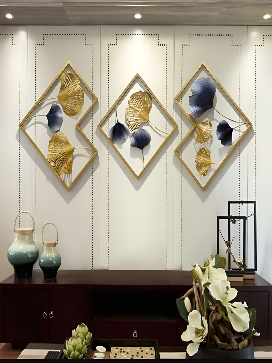

Art House Black Floral Metal Wall Decor, Gold