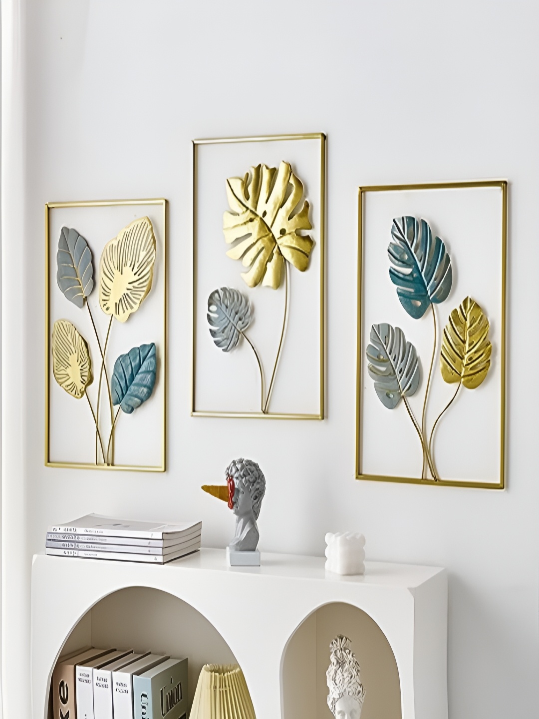 

Art House Gold-Toned Grey 3 Pieces Wooden Floral and Botanical Wall Paintings