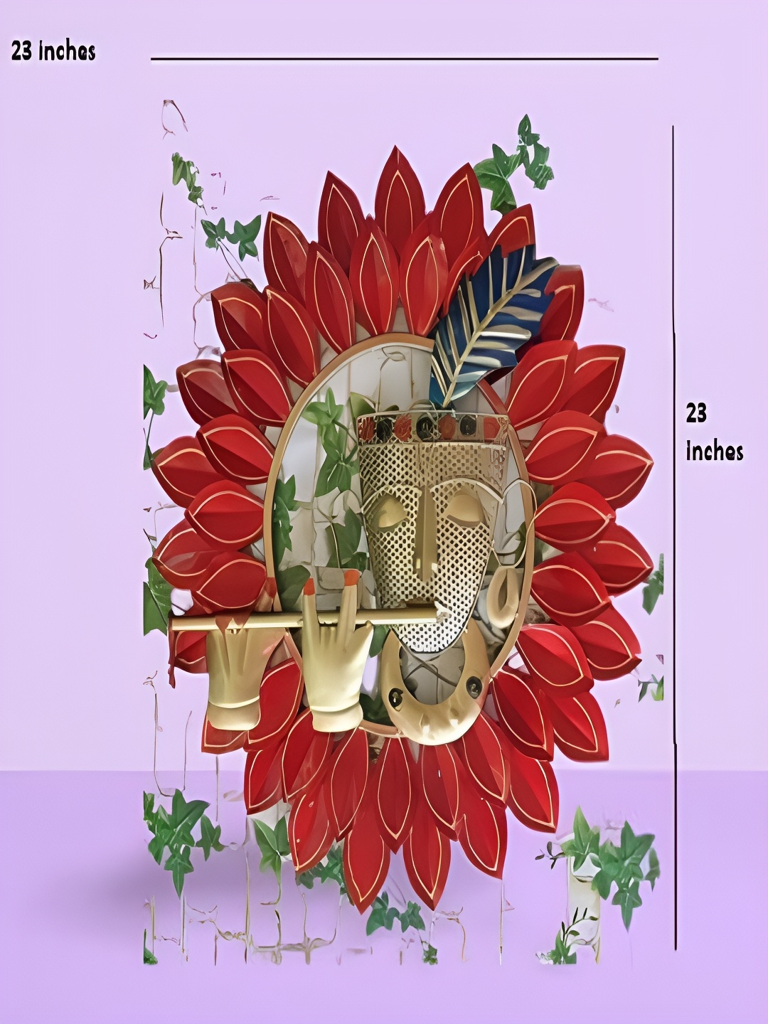 

Art House Red Krishna Metal Wall Decor
