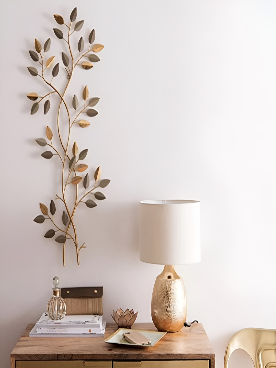 

Art House Grey Abstract Leaves Metal Wall Decor, Gold