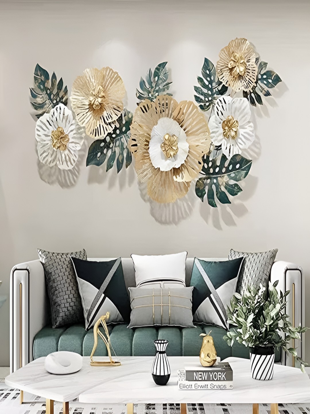 

Art House White & Green Spiroz Metal Wall Decor