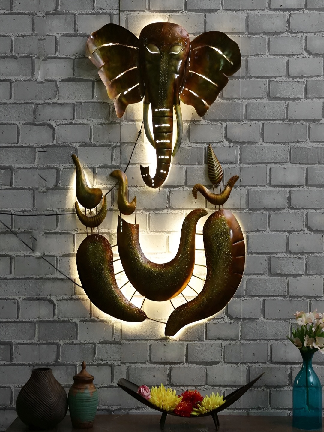 

Art House Green Metal Ganesh Wall Decor