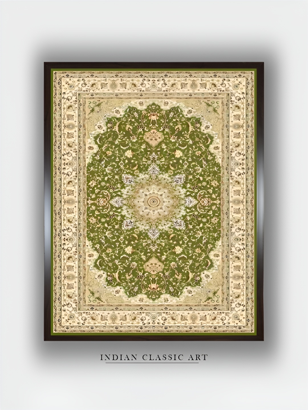 

INDIAN CLASSIC ART Cream & Green Wooden Wall Art