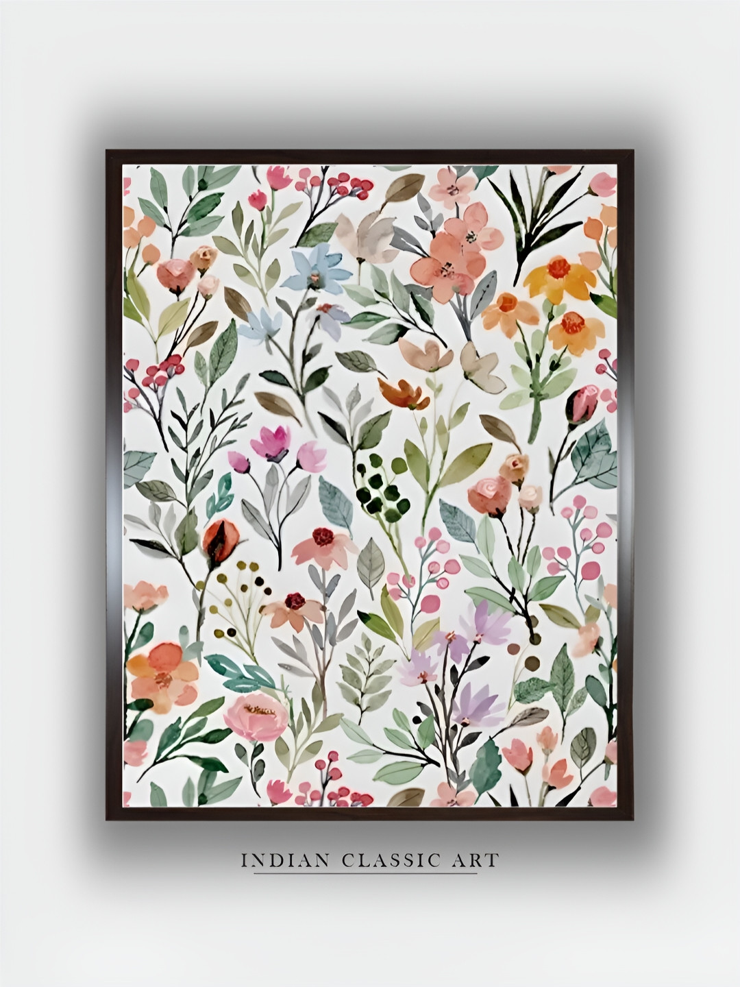 

INDIAN CLASSIC ART White & Pink Canvas Floral and Botanical Painting Wall Art