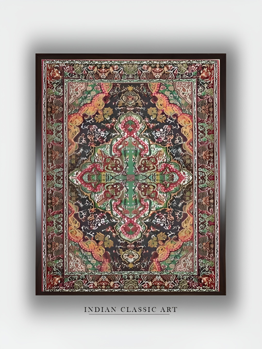 

INDIAN CLASSIC ART Black & Brown Wooden Indian Folk Painting Wall Art