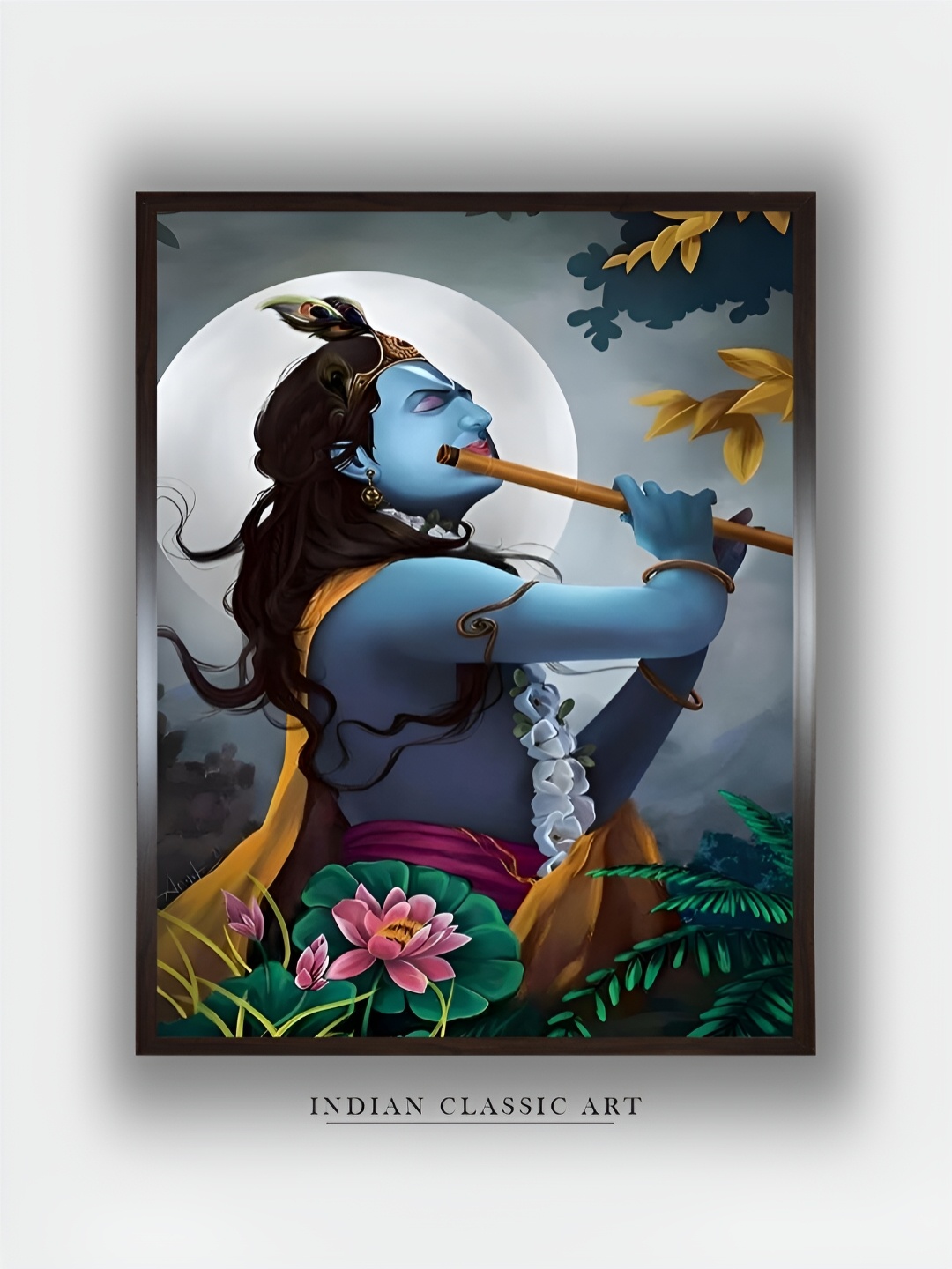 

INDIAN CLASSIC ART Blue & Yellow Wooden Paintings Wall Art