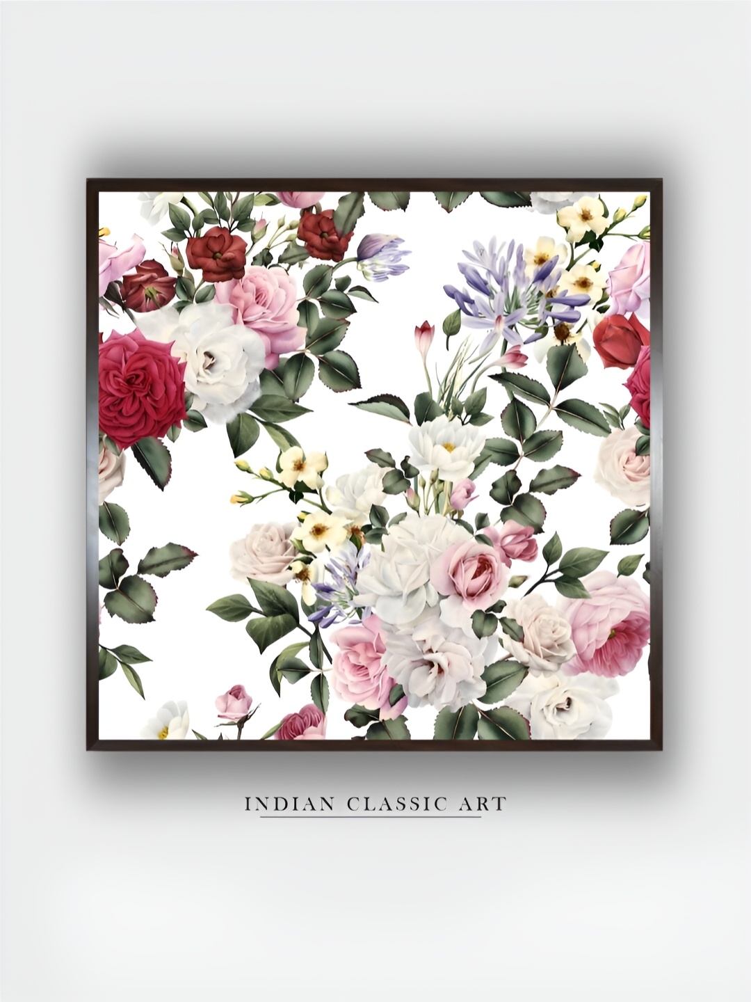 

INDIAN CLASSIC ART White & Pink Canvas Floral and Botanical Wall Art