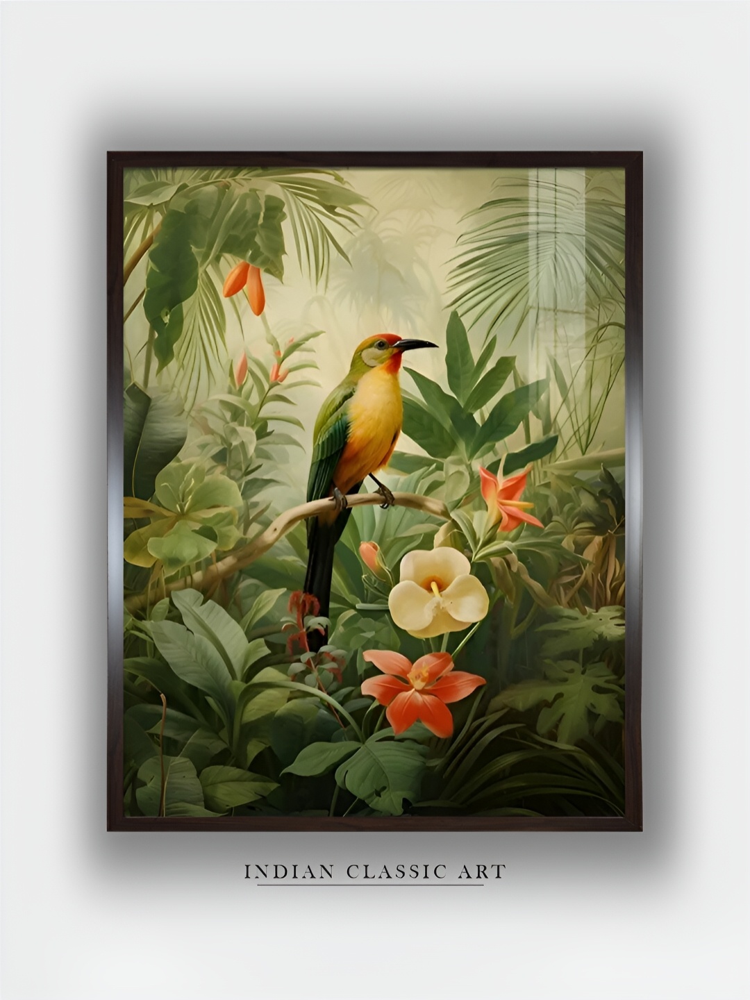 

INDIAN CLASSIC ART Green & Red Wooden Floral and Botanical Wall Art