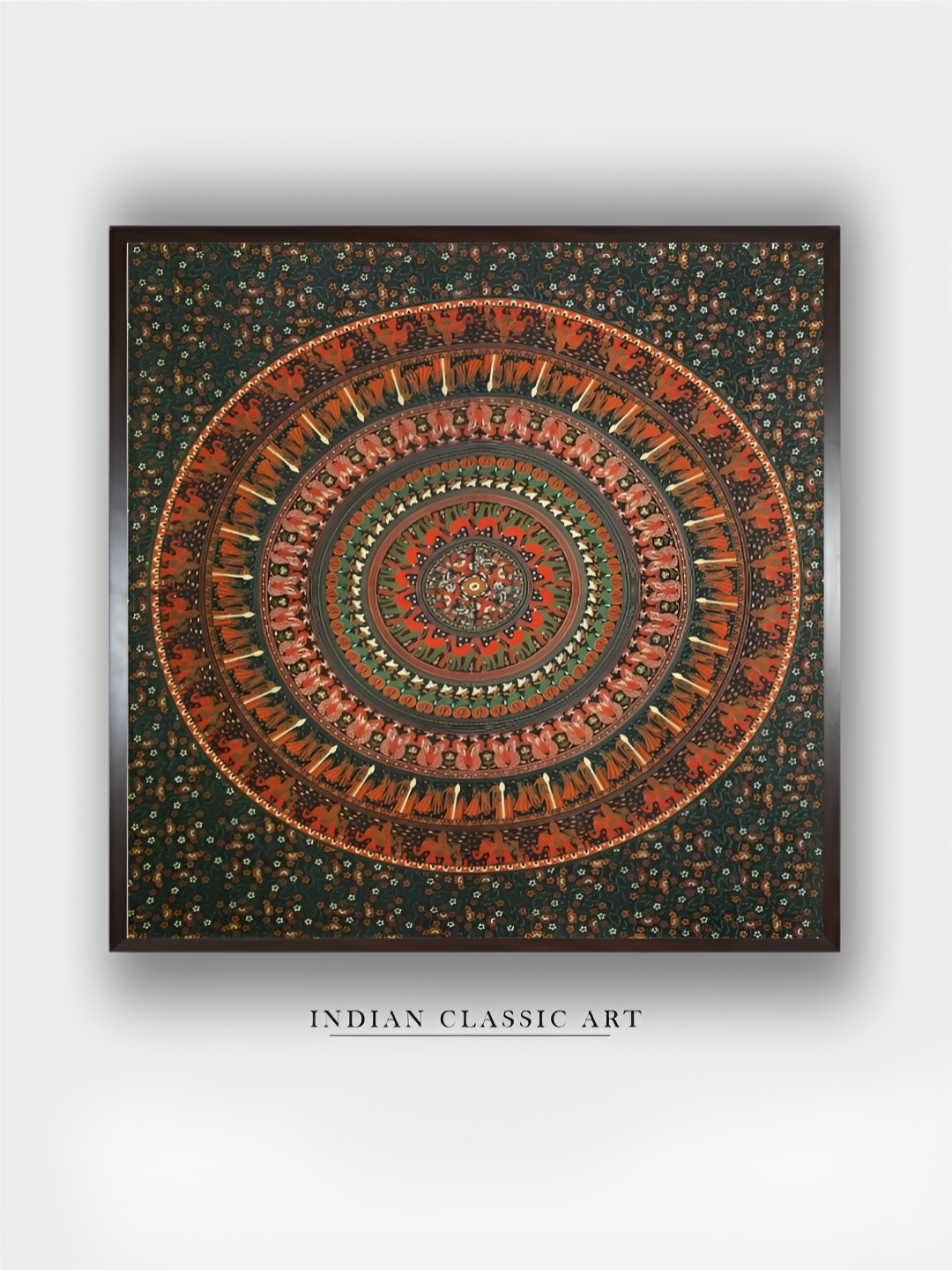 

INDIAN CLASSIC ART Black & Green Wooden Abstract Wall Art