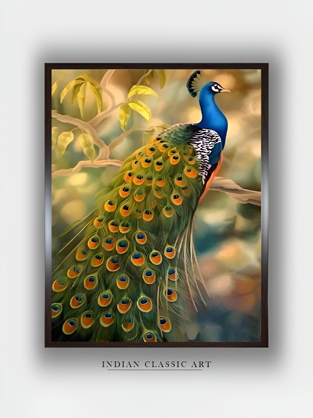 

INDIAN CLASSIC ART Green & Blue Wooden Birds and Animals Painting Wall Art