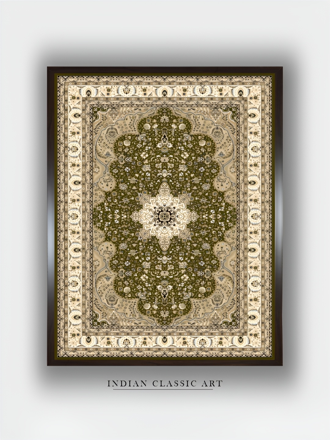 

INDIAN CLASSIC ART Beige & Green Wooden Wall Art