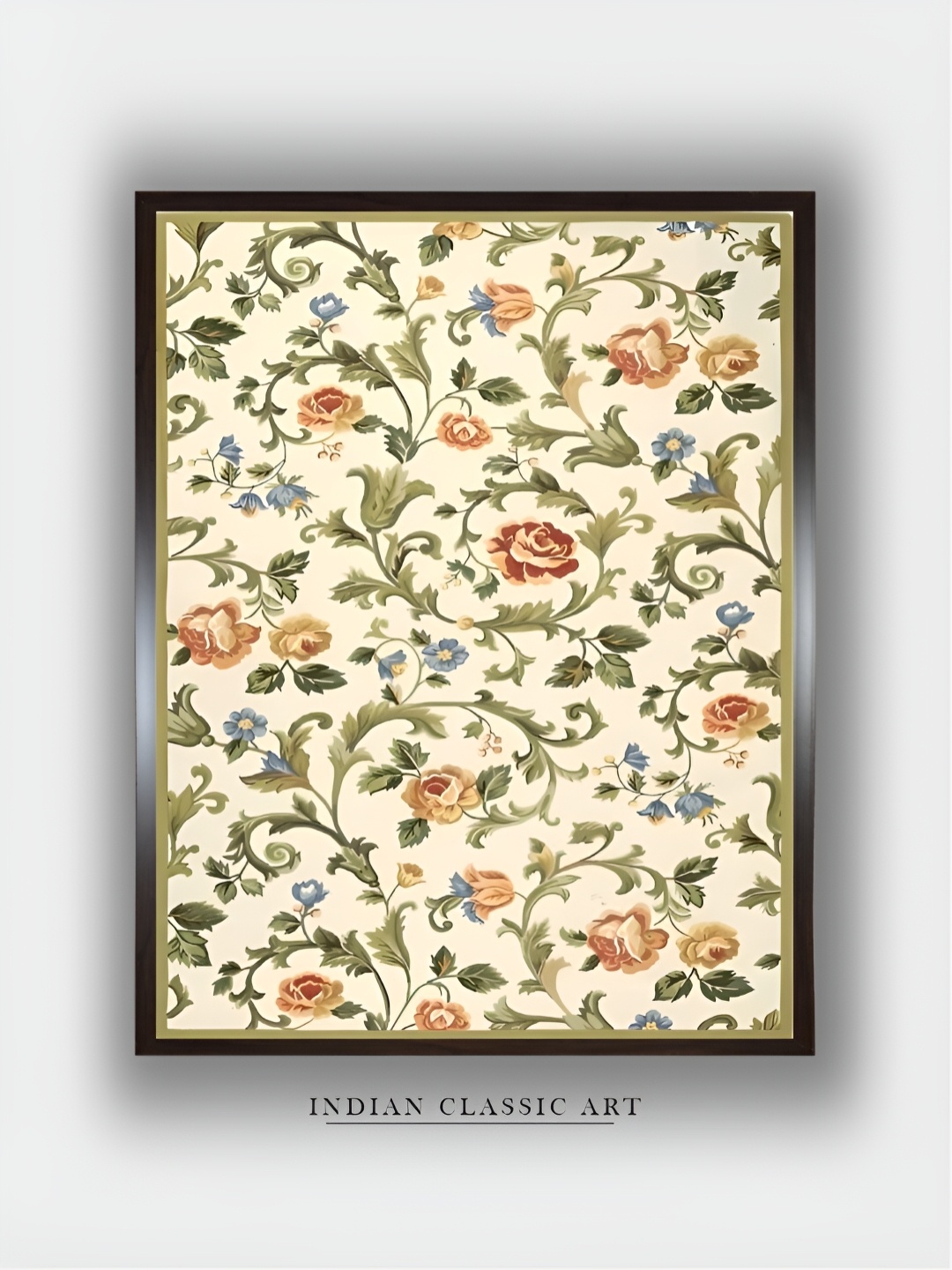 

INDIAN CLASSIC ART Peach & Green Canvas Floral and Botanical Wall Art