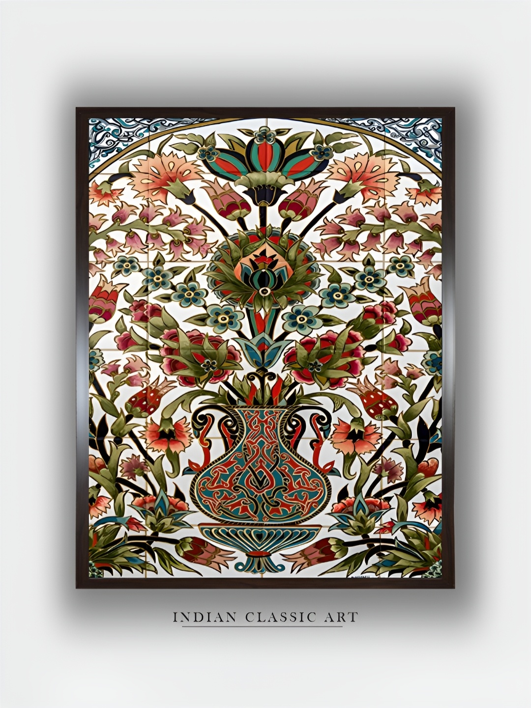 

INDIAN CLASSIC ART White & Green Wooden Painting Wall Art