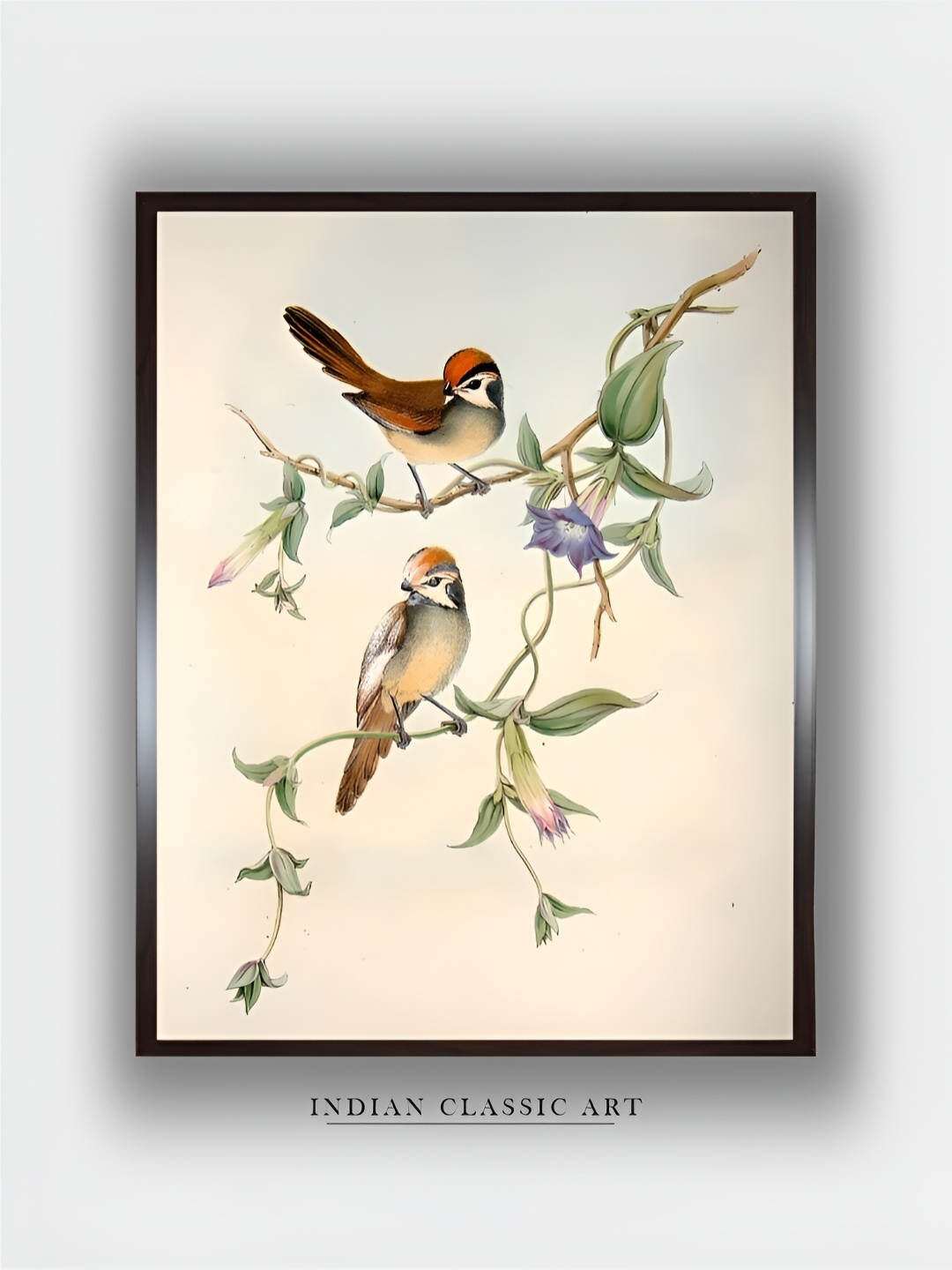 

INDIAN CLASSIC ART Cream & Green Wooden Birds and Animals Wall Art