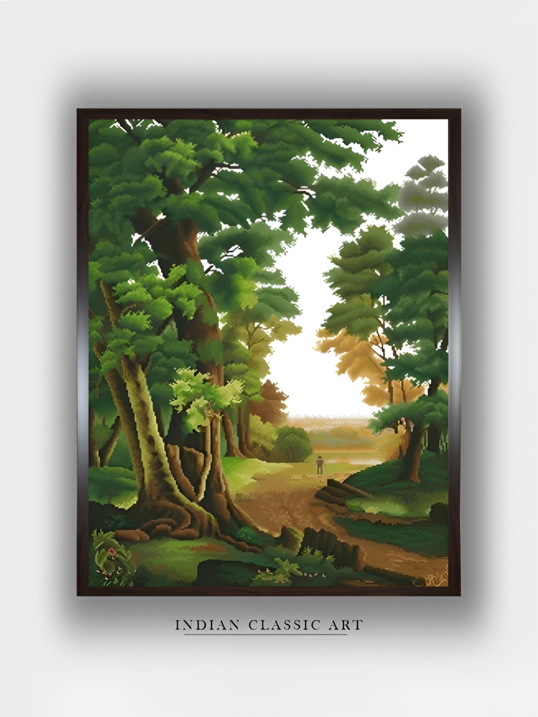 

INDIAN CLASSIC ART Green & White Canvas Floral and Botanical Wall Art