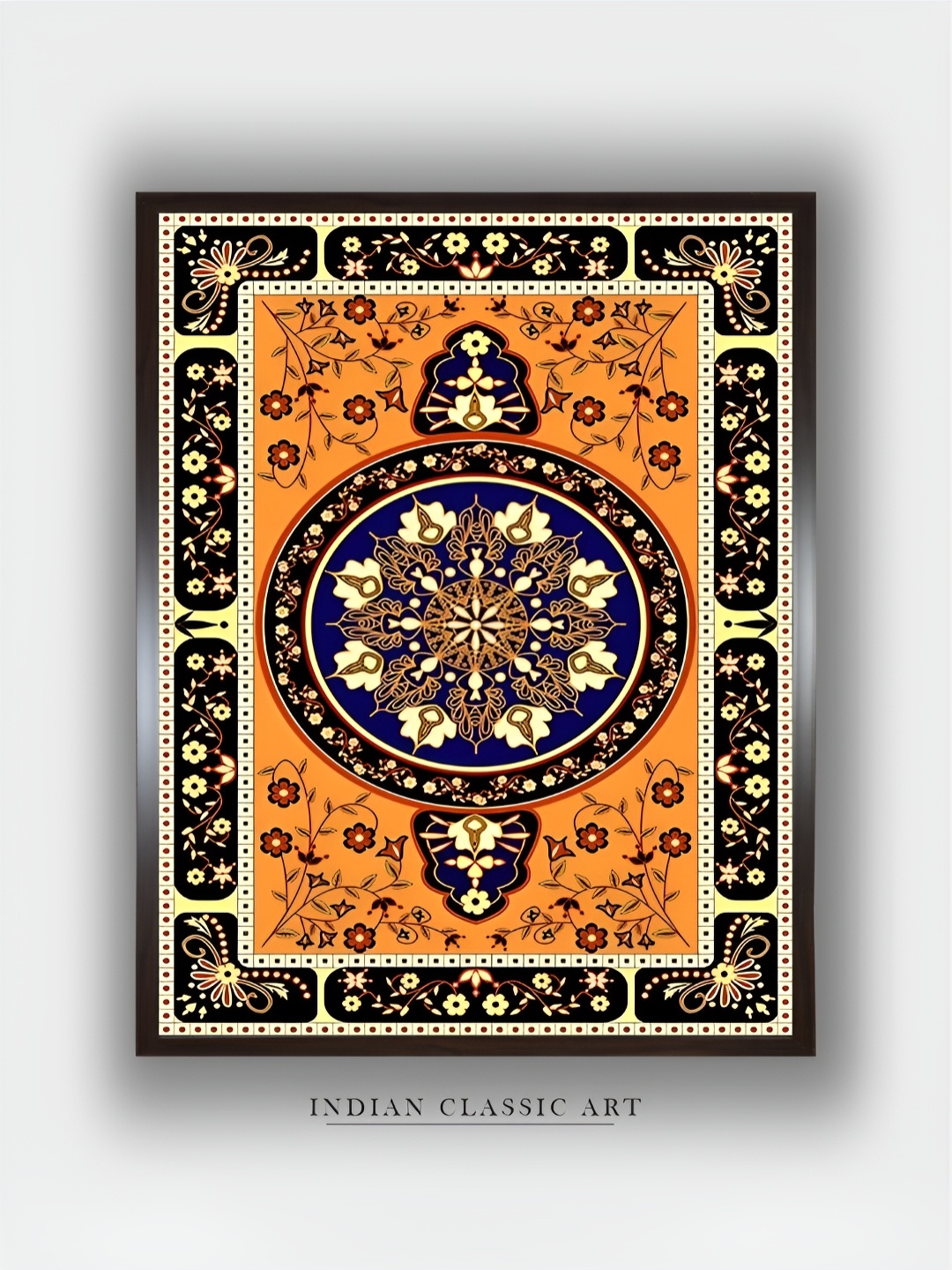 

INDIAN CLASSIC ART Orange & Blue Canvas Floral and Botanical Wall Art