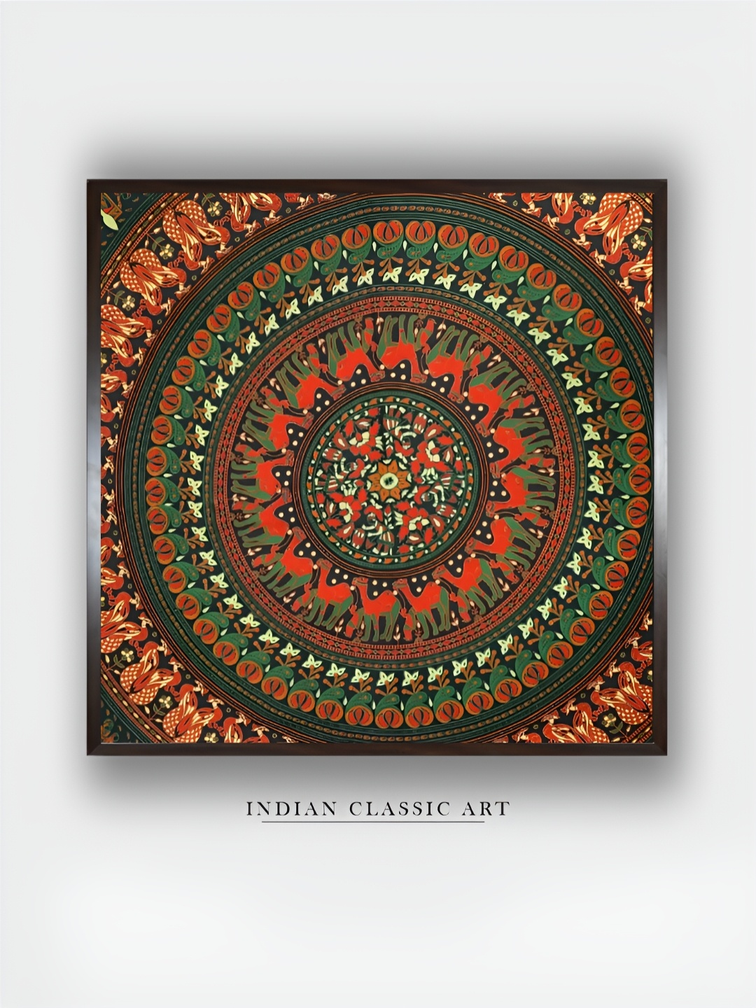 

INDIAN CLASSIC ART Black & Orange Wooden Abstract Wall Art