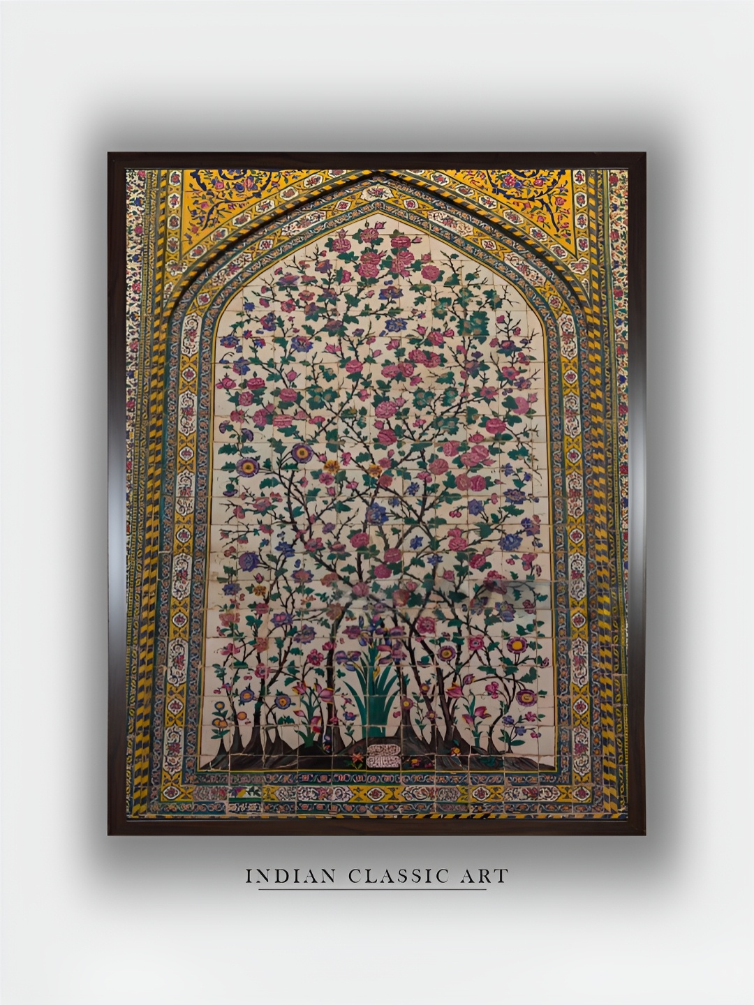 

INDIAN CLASSIC ART Red & Yellow Wooden Floral and Botanical Wall Art