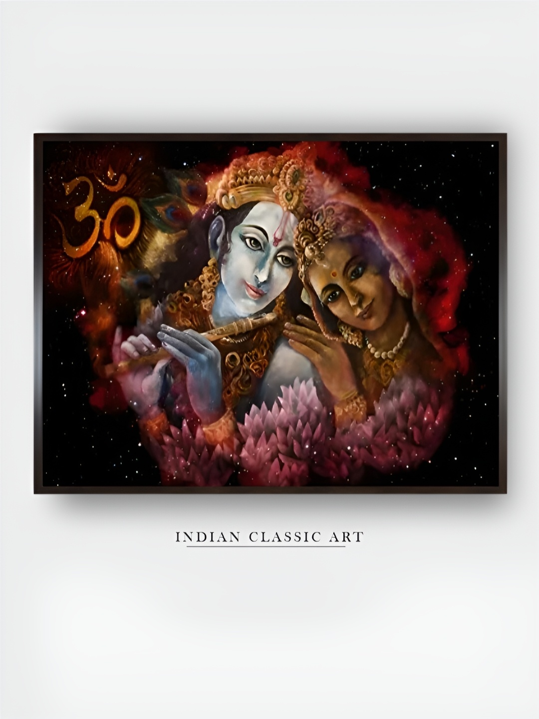 

INDIAN CLASSIC ART White & Pink Wooden Religious Wall Art