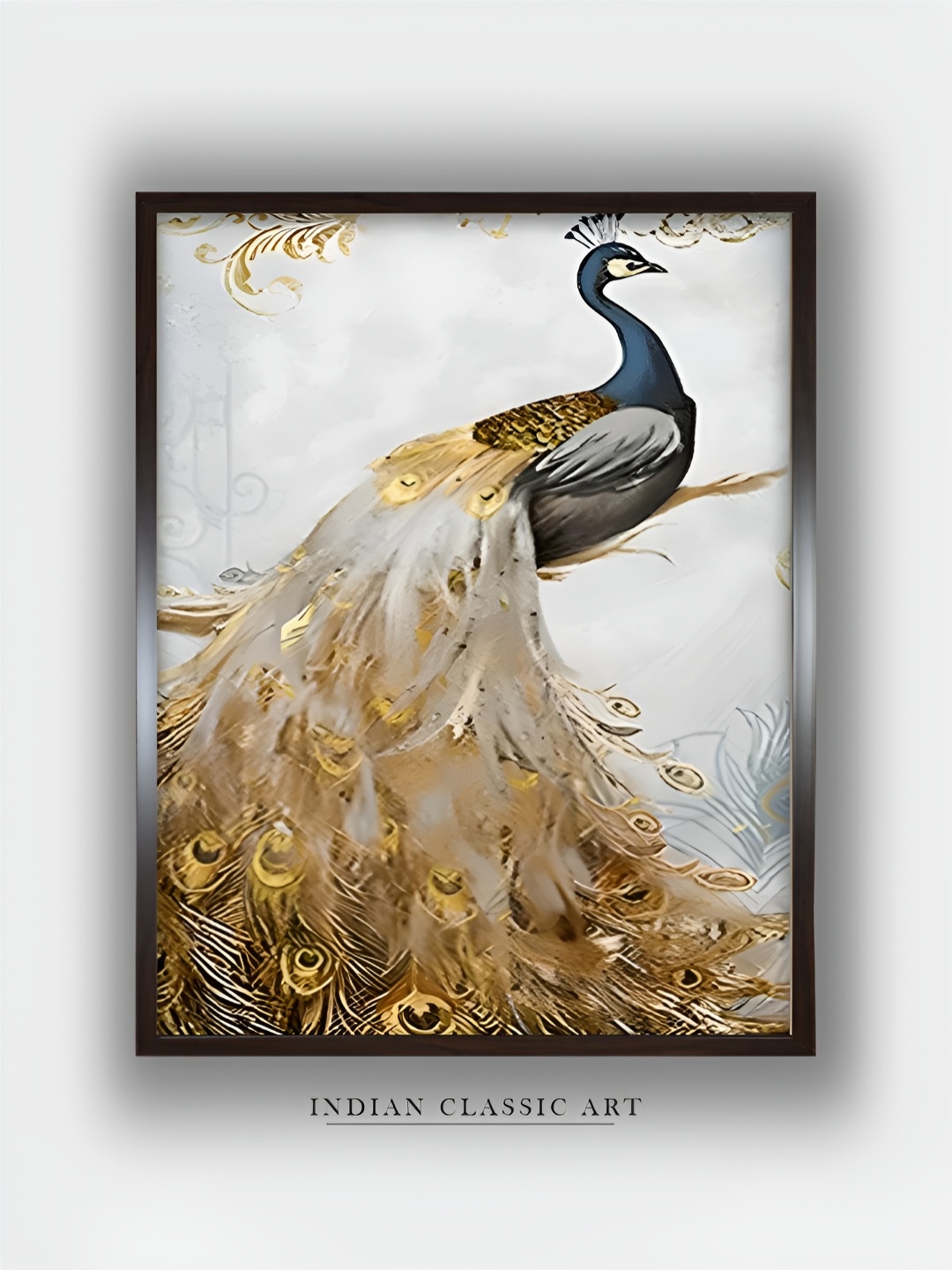 

INDIAN CLASSIC ART White & Beige Canvas Floral and Botanical Wall Art