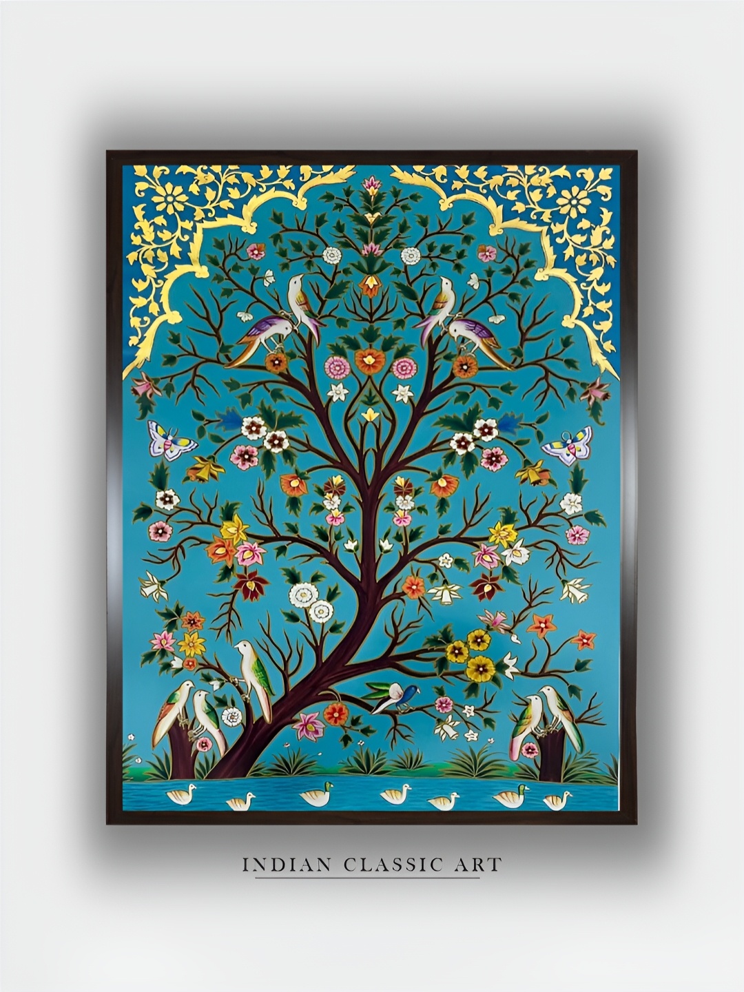 

INDIAN CLASSIC ART Blue & Brown Wooden Birds and Animals Wall Art