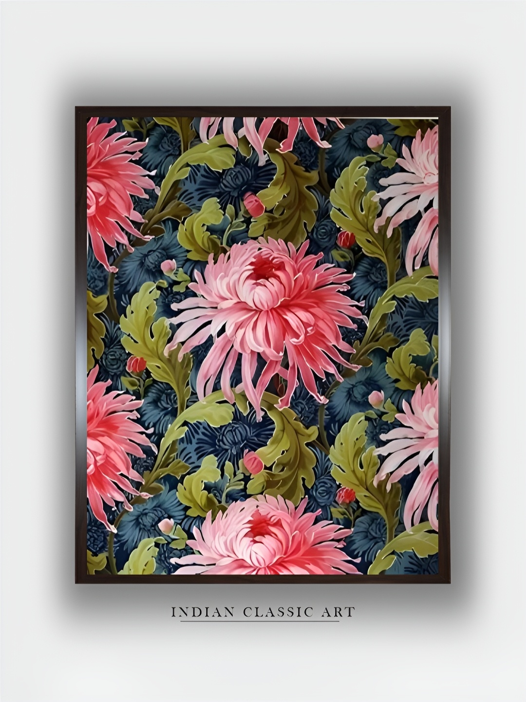 

INDIAN CLASSIC ART Pink & Green Wooden Floral and Botanical Wall Art