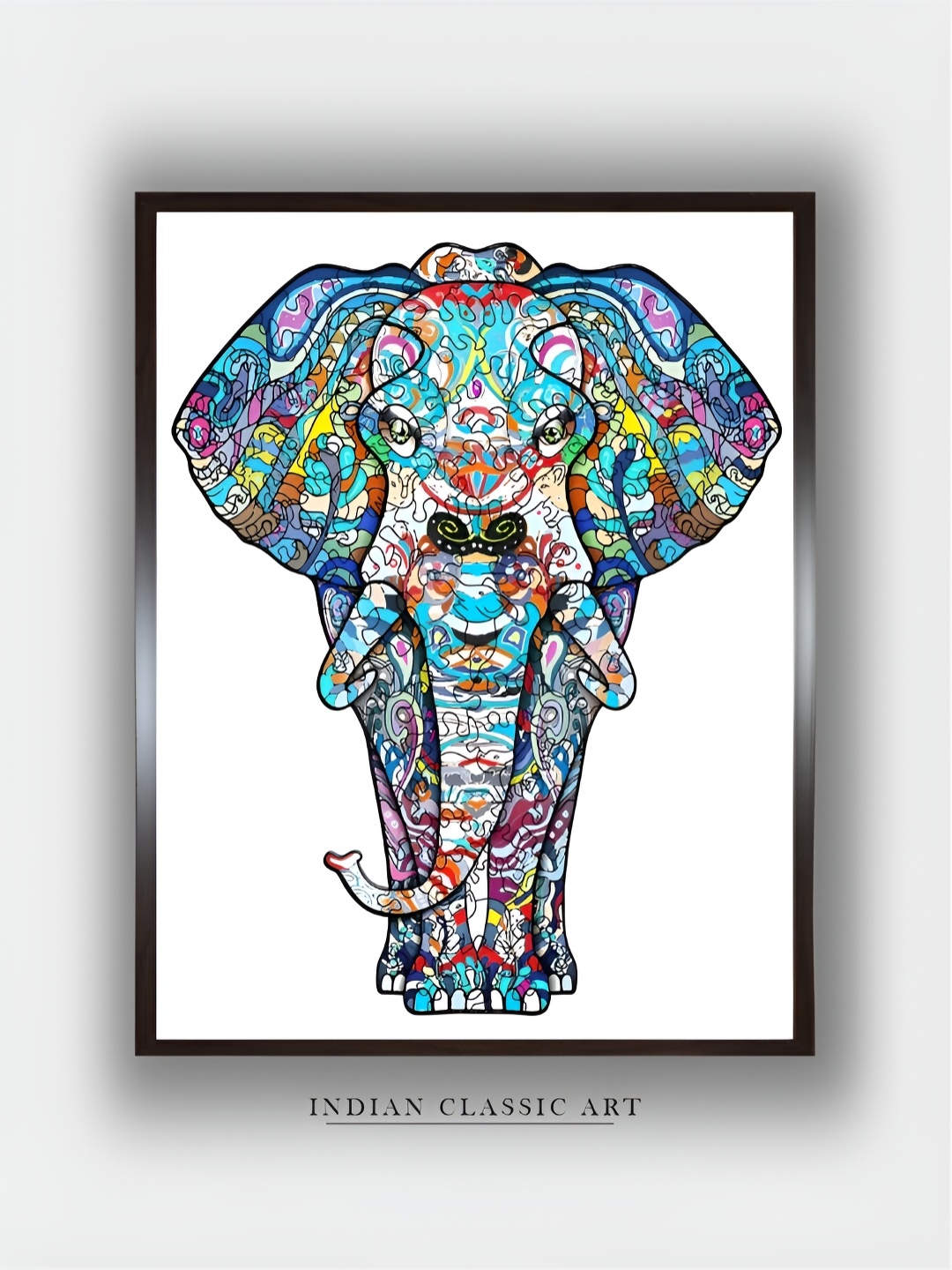 

INDIAN CLASSIC ART White & Blue Canvas Birds and Animals Wall Art