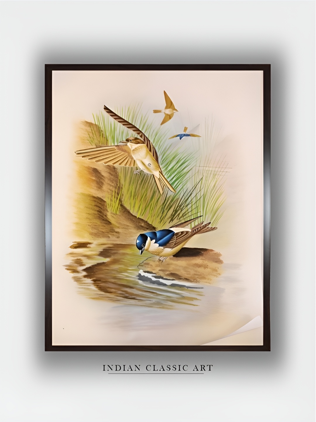

INDIAN CLASSIC ART Beige & Blue Canvas Paintings Wall Art