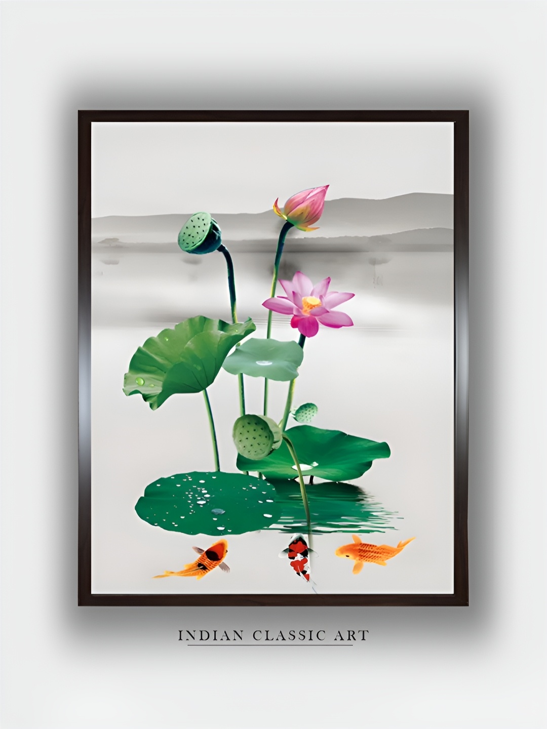 

INDIAN CLASSIC ART Green & Pink Floral and Botanical Wooden Paintings Wall Art