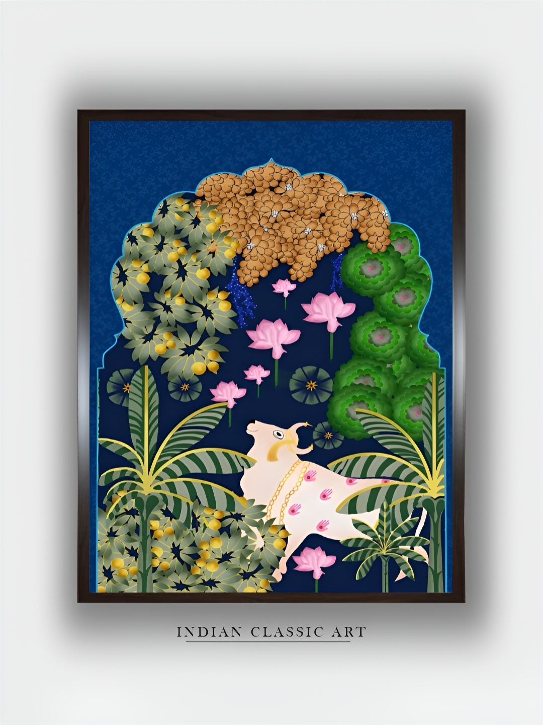 

INDIAN CLASSIC ART Blue & Green Canvas Paintings Wall Art