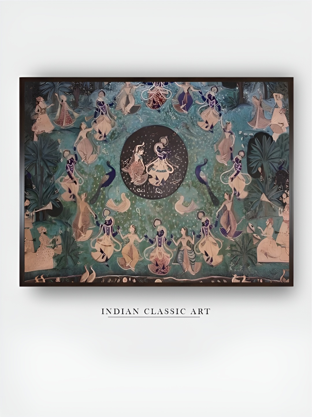 

INDIAN CLASSIC ART Green & Beige Wooden Religious Wall Art