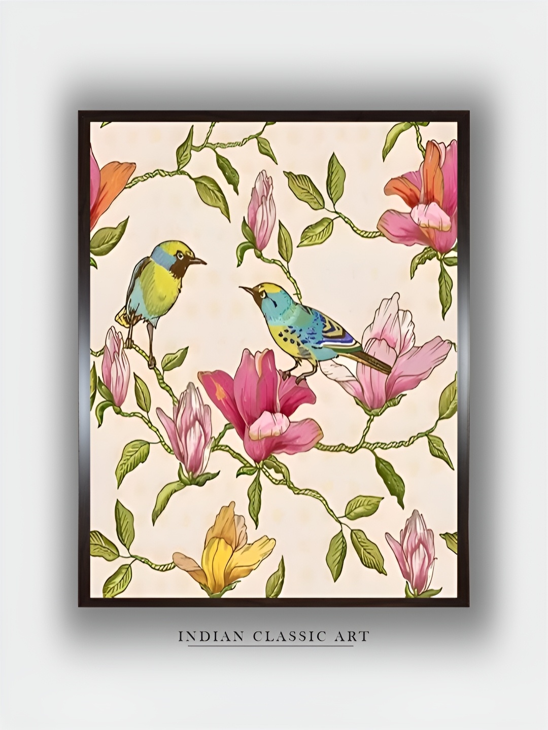 

INDIAN CLASSIC ART Beige & Green Birds and Animal Wooden Paintings Wall Art