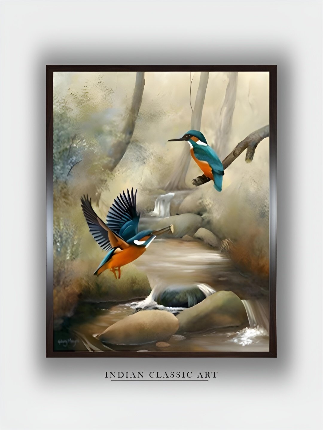 

INDIAN CLASSIC ART Brown & Blue Wooden Birds and Animals Wall Art